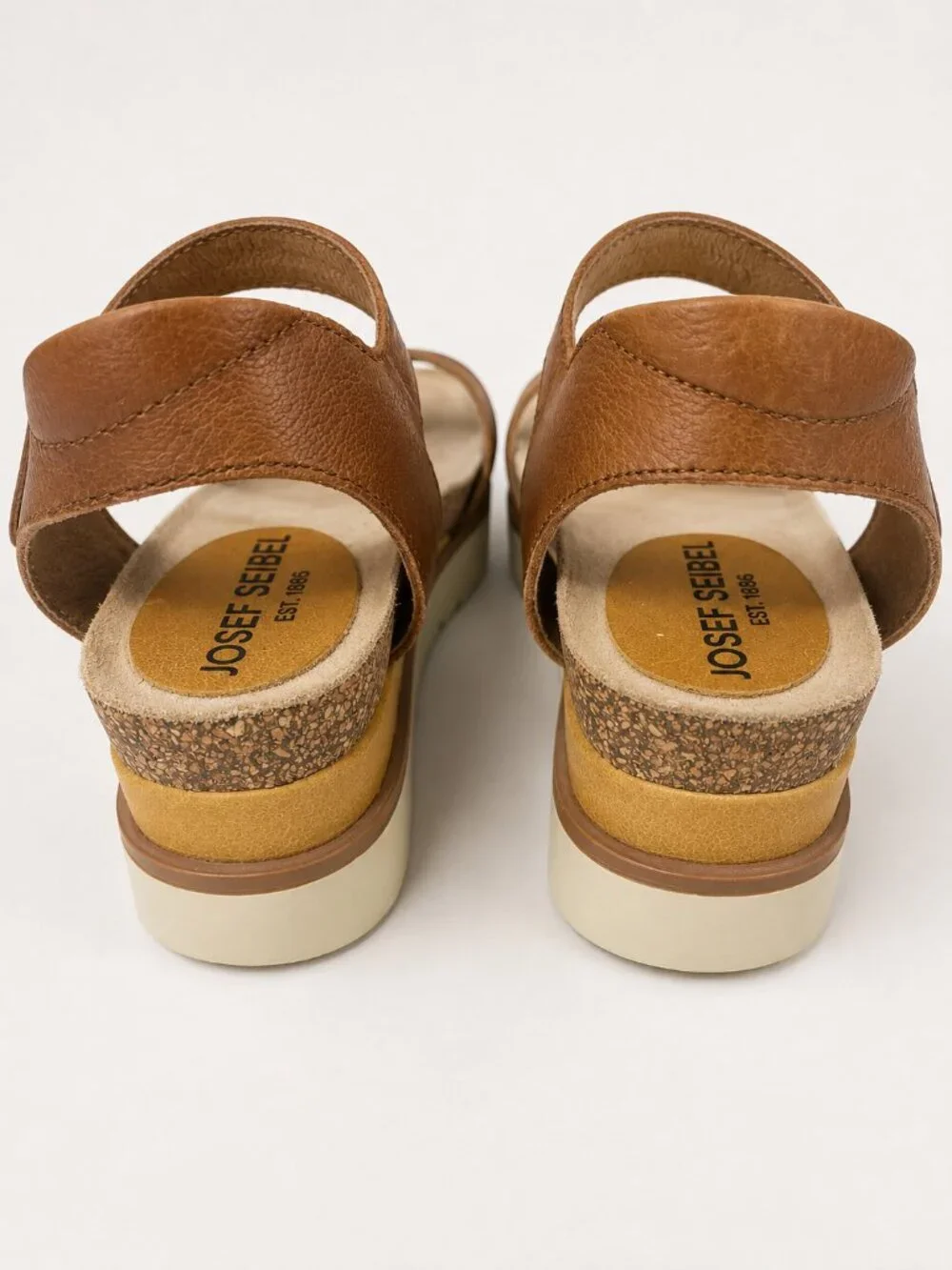 Josef Seibel Clea Leather Platform Sandals Brown Mustard US 6.5/EU 37